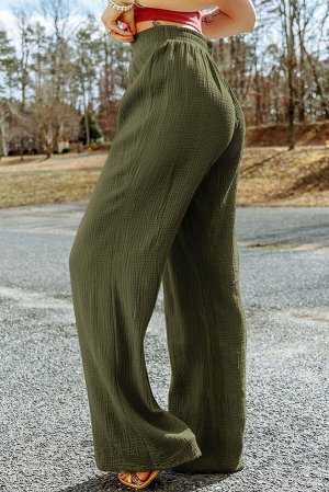 Зеленые свободные брюки из текстурированной ткани