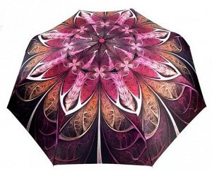Зонт женский автомат ЛИСТЬЯ (ЦВЕТЫ) цвет Розовый (DINIYA)