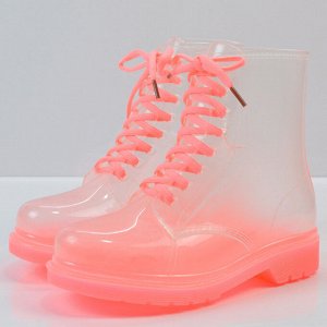 Прозрачные резиновые сапоги-ботинки розовый
