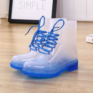 Прозрачные резиновые сапоги-ботинки синие