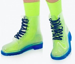 Прозрачные резиновые сапоги-ботинки синие