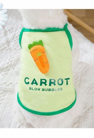 Футболка для собак, принт "Морковь", цвет зеленый