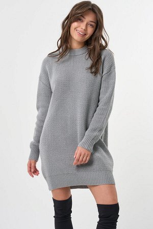 Платье вязаное короткое из шерсти светло-серое