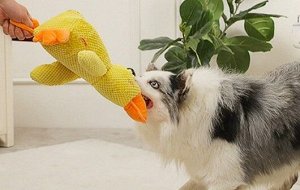 Игрушка для животных, "утка", цвет желтый