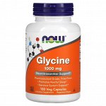 Глицин NOW Glycine 1000мг - 100 капс.