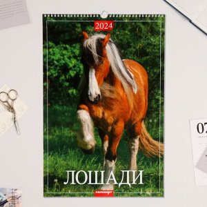 Календарь перекидной на ригеле "Лошади" 2024 год, А3