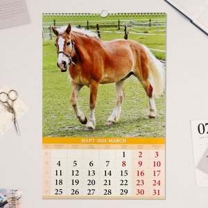 Календарь перекидной на ригеле "Лошади" 2024 год, А3