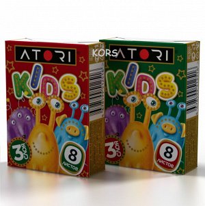 Платочки трехслойные "ATORI KIDS" 8 трехслойных листов, упаковка - 10 пачек