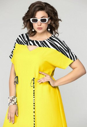 Платье EVA GRANT 7035-2 желтый+принт