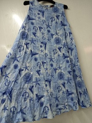 Платье женское сарафан без рукава штапель набивной цвет Голубой (морской узор) (АиР)