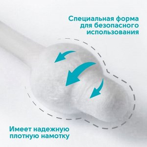 Ватные палочки с ограничителем, коробка 55 шт.