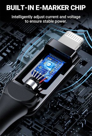 PREMIUM Зарядный кабель ACEFAST Быстрая зарядка 30W USB-C to Lightning с дисплеем  1.2м,