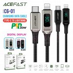 PREMIUM Зарядный кабель ACEFAST Быстрая зарядка 30W USB-C to Lightning с дисплеем  1.2м,