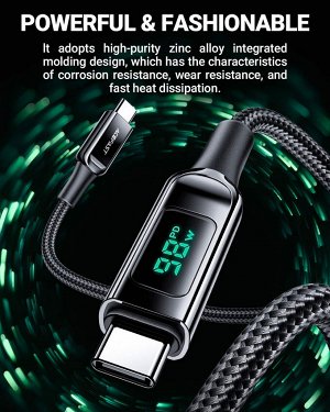 PREMIUM Зарядный кабель ACEFAST Быстрая зарядка 100W USB-C to USB-C с дисплеем 2м,