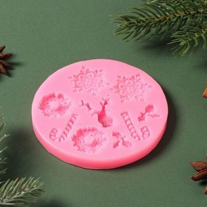 Силиконовый молд «Снежинки», d=9,5 см, цвет розовый