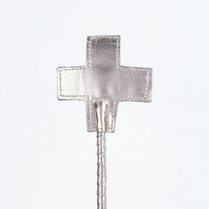 Стек БДСМ Sitabella, крест, винил, 57 см, серебро