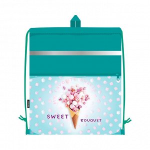 Мешок для обуви, 41 х 48 см, на шнурке, карман с принтом, на молнии, LAMARK "SWEET BOUQUET"