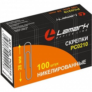 Скрепки канц. 28 мм никелированные, картон. упак. (100 шт./упак) Lamark