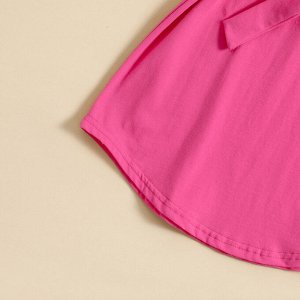 Платье однотонное розовое с коротким рукавом