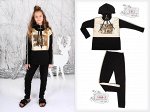 Брюки трикотаж мех лампасы эко*кожа золото