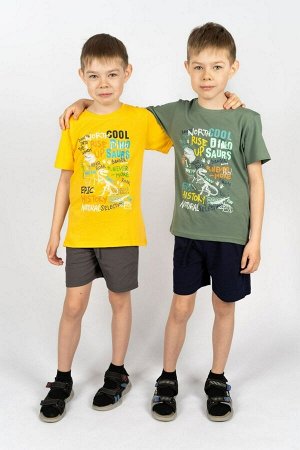 ЛГ-4292 Комплект для мальчика (футболка-шорты) желтый/т.серый