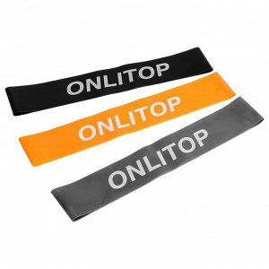 ONLITOP Набор фитнес-резинок ONLYTOP: нагрузка 10, 14, 22 кг, 3 шт., 30х5 см, цвета МИКС