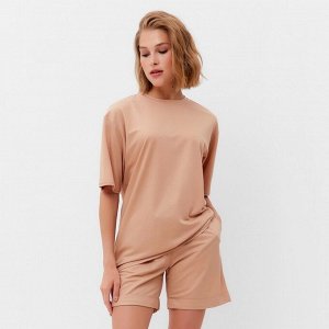 Костюм женский (футболка, шорты) MINAKU: Casual collection цвет песочный