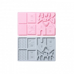 Силиконовая форма для выпечки и заморозки "Дом", цвет розовый