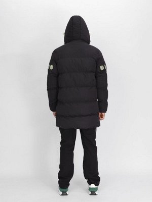 Спортивная молодежная куртка удлиненная мужская черного цвета 90006Ch