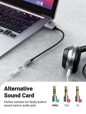Адаптер переходник (звуковая карта) USB 2.0 аудио 3,5 мм., 0,25 м. (CM477) Ugreen