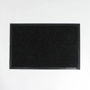 Коврик влаговпитывающий придверный с окантовкой Доляна «Стандарт», 40?60 см, цвет чёрный