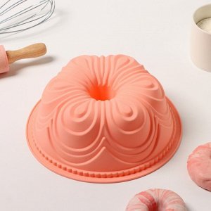 Форма силиконовая для выпечки Доляна «Немецкий кекс. Торжество», 22,5?8 см, внутренний диаметр 20см, цвет персиковый