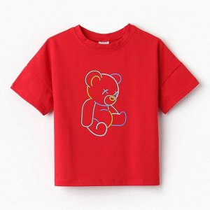 Футболка детская MINAKU "Gummy bear", цвет красный, рост