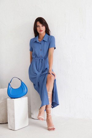 Martichelli Платье-рубашка удлинённое тёмно-голубое
