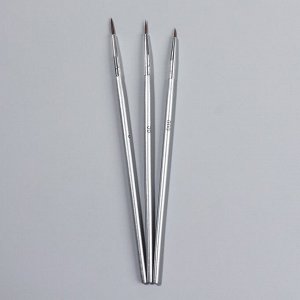 Набор кистей для дизайна ногтей, 3 шт, 16,5 см, в PVC - тубе, цвет серебристый