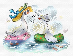 На море В состав набора входит все необходимое для работы: белая канва Аида №14, нитки мулине ПНК им.Кирова 18 цветов, разобранные на органайзере, игла, двухцветная схема и подробное руководство по вы