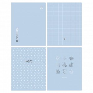 Тетрадь 80л., А5, клетка BG "Blue&silver", тиснение фольгой
