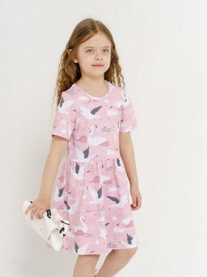 Платье Лето лебеди на розовом