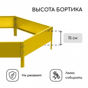Клумба оцинкованная, d=140 см, высота бортика 15 см, жёлтая, Greengo