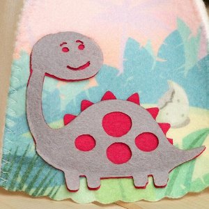 Шапка для бани детская с аппликацией динозавра "Дин", войлок