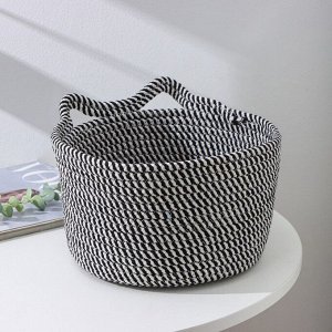 Корзина для хранения плетёная ручной работы Доляна «Кэтс», 26x26x15,5 см, цвет чёрно-белый