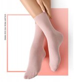 Хлопковые женские носки с широкой анатомической резинкой &quot;в рубчик&quot; с высоким паголенком