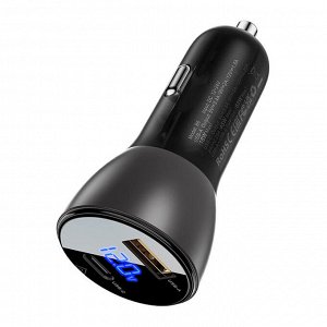 PREMIUM Автомобильное зарядное устройство ACEFAST B6 63W = 45W USB-C + 18W USB с LED дисплеем