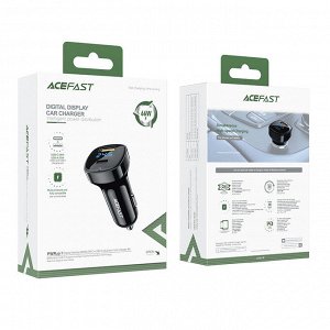 PREMIUM Автомобильное зарядное устройство ACEFAST B4 66W = 36W USB-C + 30W USB с LED дисплеем