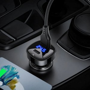 PREMIUM Автомобильное зарядное устройство ACEFAST B4 66W = 36W USB-C + 30W USB с LED дисплеем