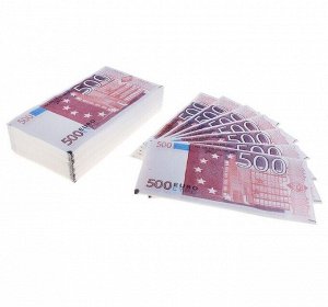Сувенирные салфетки "500 евро", 2-х слойные, 25 листов, 33х33 см