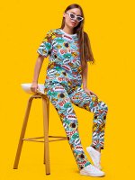 Костюм женский 2434 Комикс (голубой-брюки)