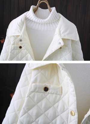 MSHI CLUB Стеганая женская куртка в ромбическом стиле, молочная