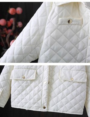 MSHI CLUB Стеганая женская куртка в ромбическом стиле, молочная