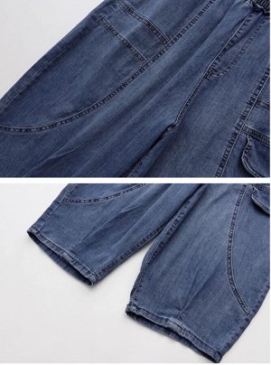 Летние женские джинсовые шорты с эластичным поясом-резинкой